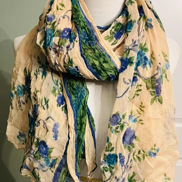 NWT Handmade Scarf by Sana – Boho Floral Pleated Design - Picture 11 of 13